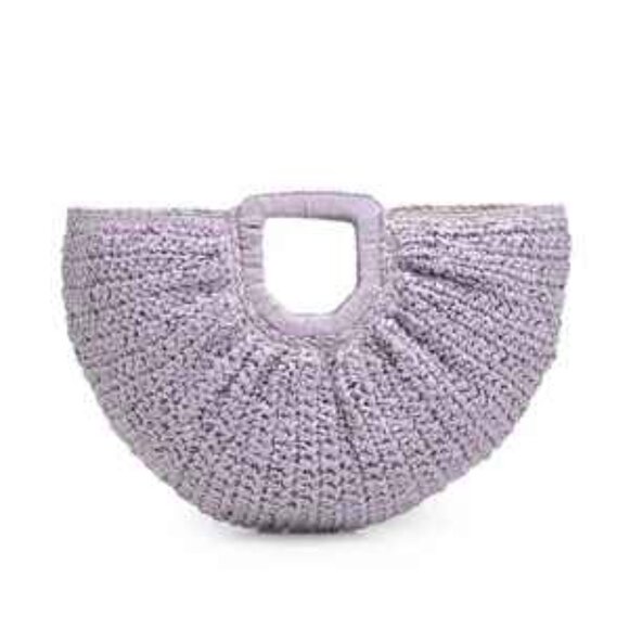 Urban Expressions- Tara Tote- Half Moon Straw Bag - Lilac - NWT - Picture 1 of 9
